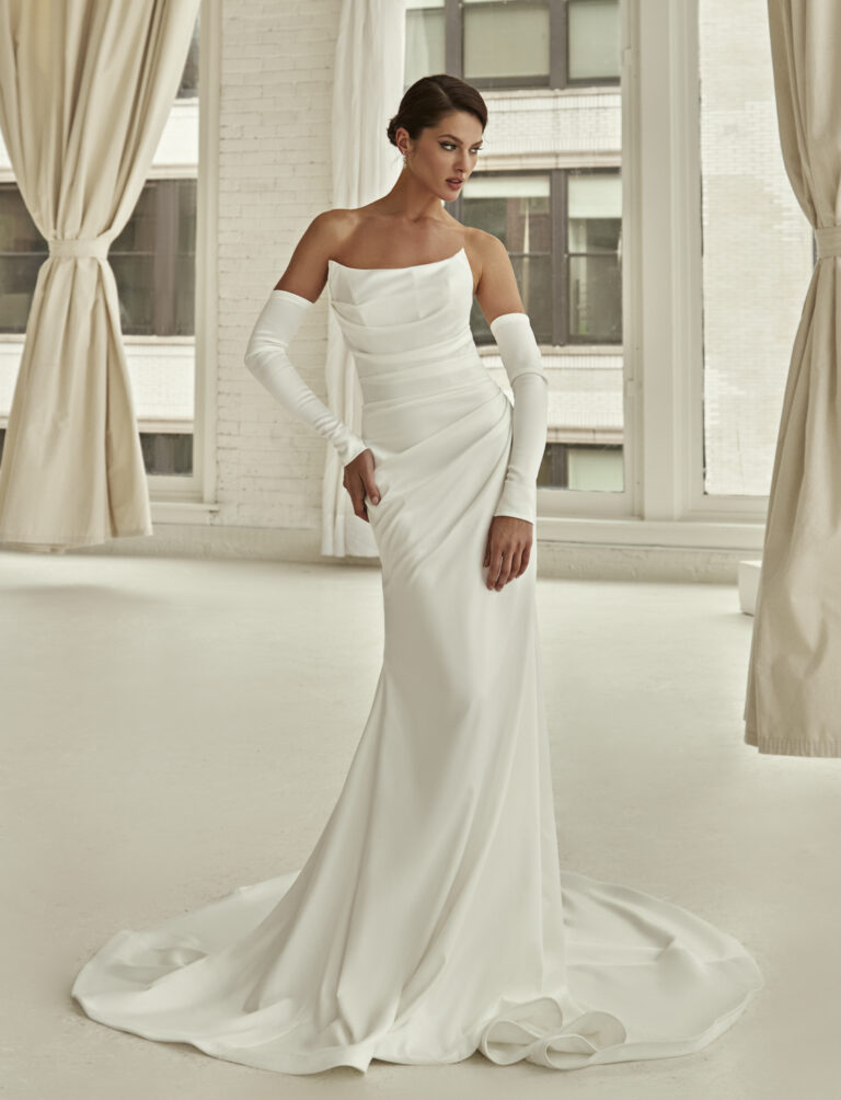 Ravni korset vjenčanica od satena - sirena kroj