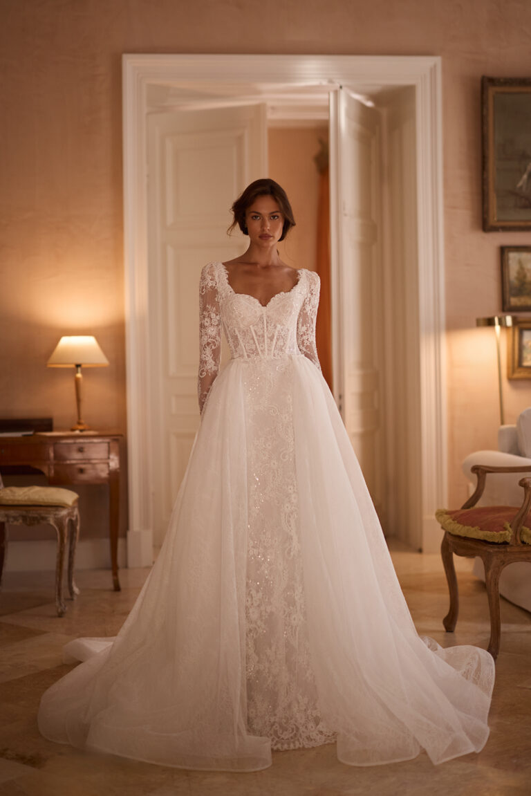 2 u 1 sirena vjenčanica od čipke uz til za izgled A kroja